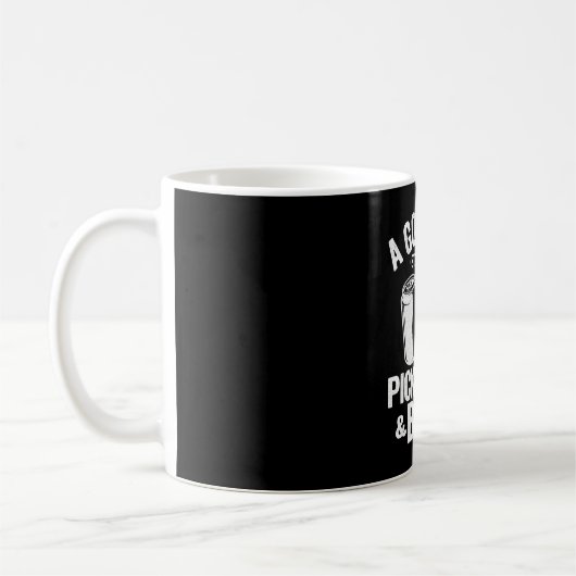 ピクレボール&ビールで良い日が始まるおもしろい コーヒーマグカップ (左)