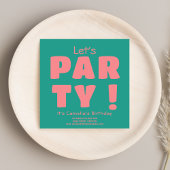 ピクールッはっきりしたクレットパーツタイポグラフィレトロ誕生日 招待状