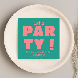 ピクールッはっきりしたクレットパーツタイポグラフィレトロ誕生日 招待状