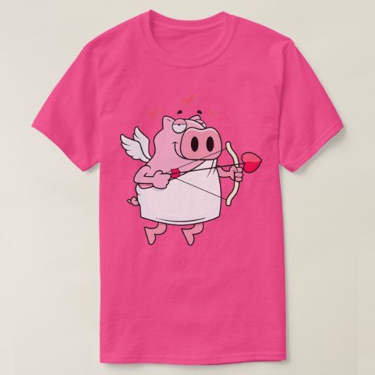 ピグおもしろいキューピッドラブバレンティーンズデイピッグ恋人 Tシャツ (デザイン正面)