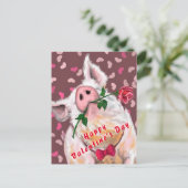 ピグおもしろいバレンタインデーのカード ポストカード (スタンド正面)