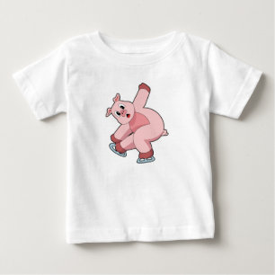 ピグアイススケートで滑るアイススケート ベビーTシャツ
