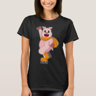 ピグアイススケートで滑るアイススケート Tシャツ