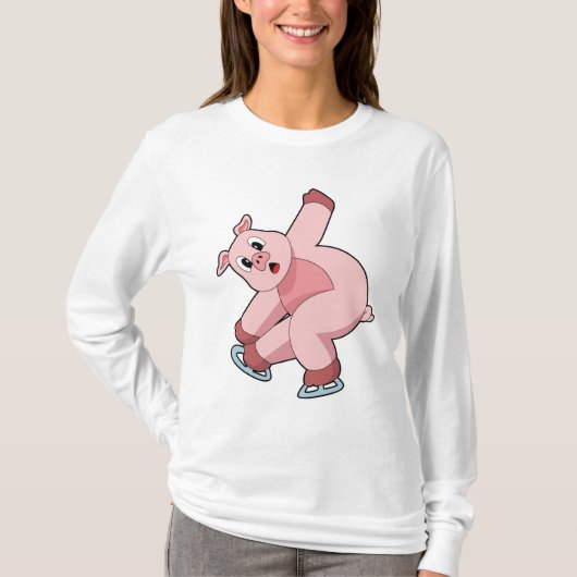 ピグアイススケートで滑るアイススケート Tシャツ (正面)