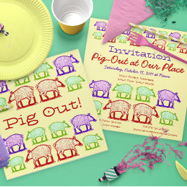 ピグアウトアットザプレイス – BBQパーティー 招待状