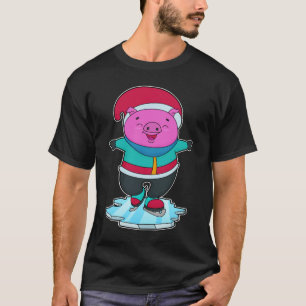 ピグアットアイススケートで滑るとアイススケート&ハット Tシャツ