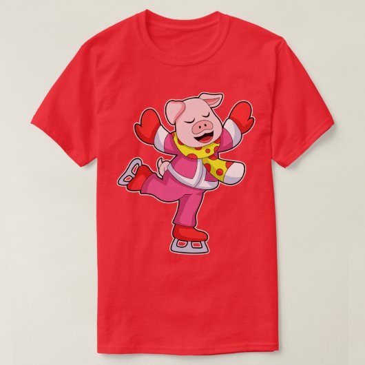 ピグアットアイススケートで滑るとアイススケート Tシャツ (デザイン正面)