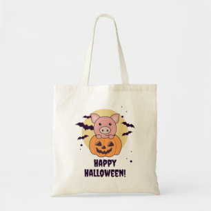 ピグインカボチャ甘い豚ハッピーハローウィントートバッグ トートバッグ
