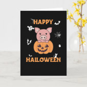 ピグインパンプキンスイートピッグハッピーハローウィン カード (黄色い花)