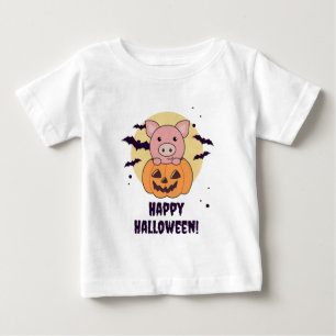 ピグインパンプキンスイートピッグハッピーハローウィン ベビーTシャツ