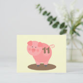 ピグインマッド誕生日はがき招待状 インビテーションポストカード (スタンド正面)