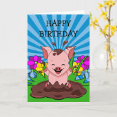 ピグインマッド誕生日 カード (黄色い花)