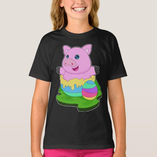 ピグイースターイースター卵 Tシャツ (正面)