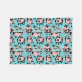 ピグイ中国のヤー誕生日オリジナルスケッチブルーF フリースブランケット (正面(横))