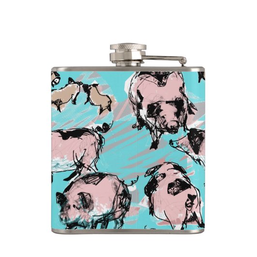 ピグイ中国のヤー誕生日オリジナルモノグラムブルーF フラスク (裏面)