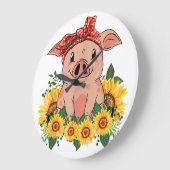 ピグウォールクロックアートホームデコールピグデコール ラージ壁時計 (傾斜)