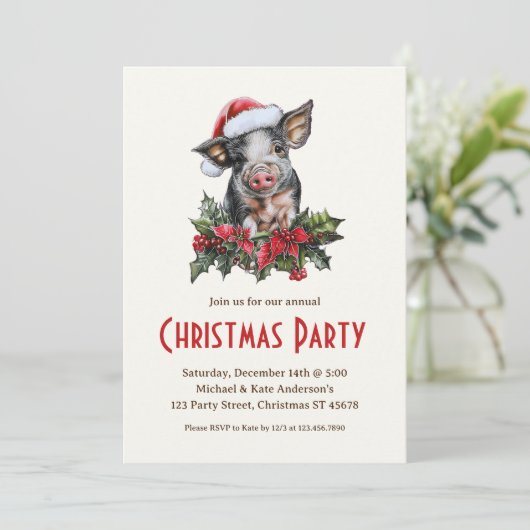 ピグサンタハットピグレットファームアニマルクリスマスパーティー 招待状 (スタンド正面)