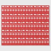 ピグシルエットのクリスマスセーターパターンホリデー ラッピングペーパー (フラット)