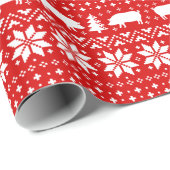 ピグシルエットのクリスマスセーターパターンホリデー ラッピングペーパー (ロールコーナー)