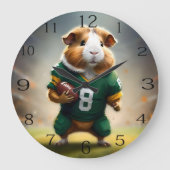 ピグスキンの神秘:モルモットQuarterback ラージ壁時計 (正面)