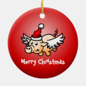 ピグス飛んでいるクリスマスセラミックオーナメント セラミックオーナメント (裏面)