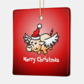 ピグス飛んでいるクリスマスセラミックオーナメント セラミックオーナメント (左)