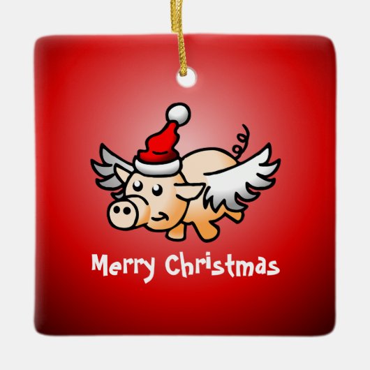 ピグス飛んでいるクリスマスセラミックオーナメント セラミックオーナメント (正面)