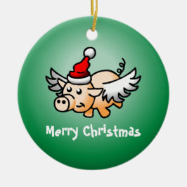 ピグス飛んでいるクリスマスセラミックオーナメント セラミックオーナメント
