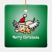 ピグス飛んでいるクリスマスセラミックオーナメント セラミックオーナメント (裏面)