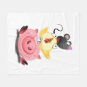 ピグチキン&マウスフレンズおもしろいフリースブランケット フリースブランケット (正面(横))