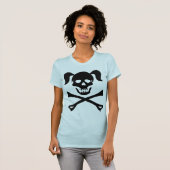 ピグテールとの女の子の黒いどくろ印 Tシャツ (正面フル)