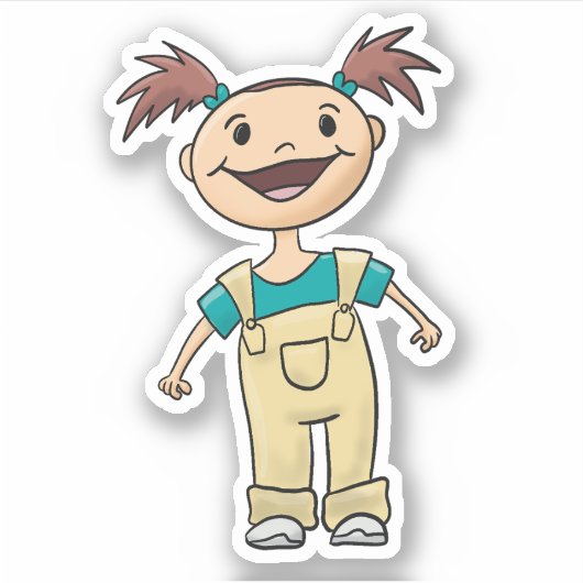 ピグテールとオーバーオール シール (正面)