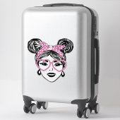 ピグテールめちゃくちゃなハート眼鏡 シール (スーツケース)