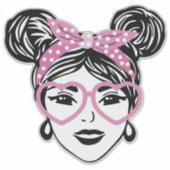 ピグテールめちゃくちゃなハート眼鏡 シール (正面)