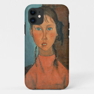 ピグテール、c.1918 (キャンバスの油)を持つ女の子 iPhone 11 ケース