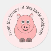 ピグデザインパーソナライズされた蔵書票 ラウンドシール (正面)