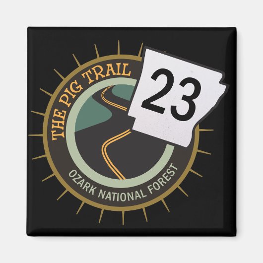 ピグトレイルハイウェイ23アーカンサスオートバイロード マグネット (正面)