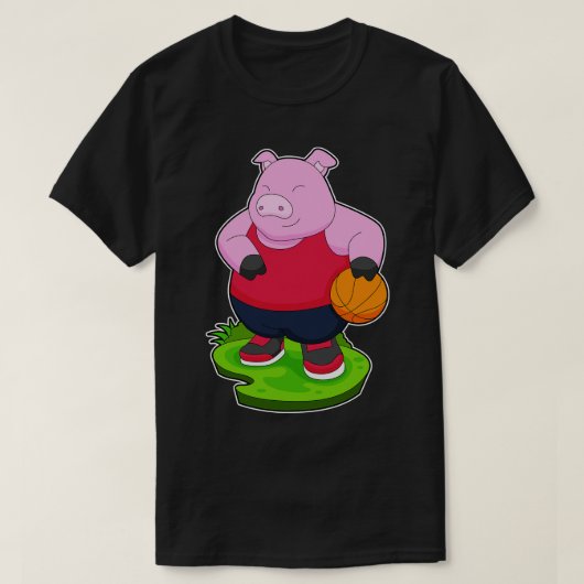 ピグバスケットボール選手バスケットボール Tシャツ (デザイン正面)