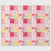 ピグパッチワークフローラ素朴誕生日パーティー ラッピングペーパー (フラット)