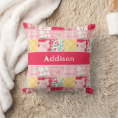 ピグパッチワーク素朴フローラパーソナライズされた クッション (ブランケット)