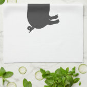 ピグファームのシルエット – 背景色を選択 キッチンタオル (折り畳み)