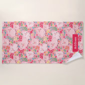 ピグファームアニマル素朴フローラ ビーチタオル (正面)