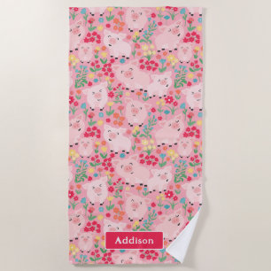 ピグファームアニマル素朴フローラ ビーチタオル