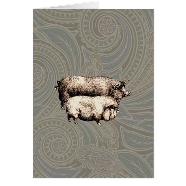 ピグファームカントリーアンティークイラストレーションアート (正面)