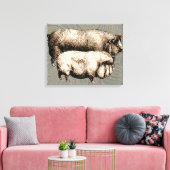 ピグファームカントリーアンティークイラストレーションアート キャンバスプリント (インサイチュ (リビング))