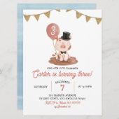 ピグファームボーイ誕生日招待状 招待状 (正面/裏面)