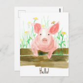 ピグファーム動物納屋周囲の庭フェンスワイルドフラワー ポストカード (正面/裏面)