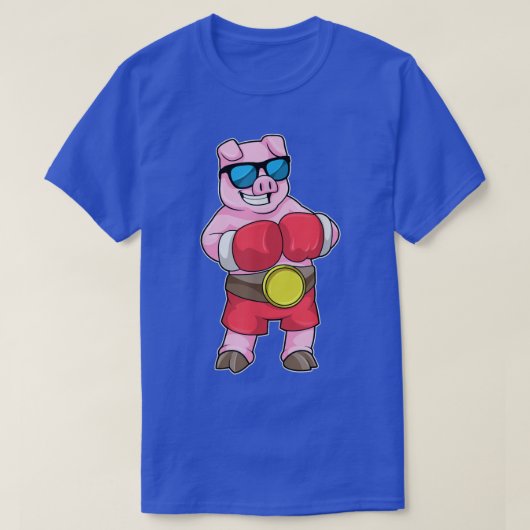 ピグボクサーボクシンググローブスポーツ Tシャツ (デザイン正面)