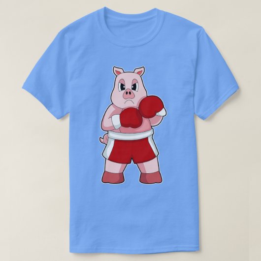 ピグボクサーボクシング手袋ボクシング Tシャツ (デザイン正面)