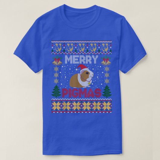 ピグマギニアおもしろい豚の醜いクリスマスセーター Tシャツ (デザイン正面)